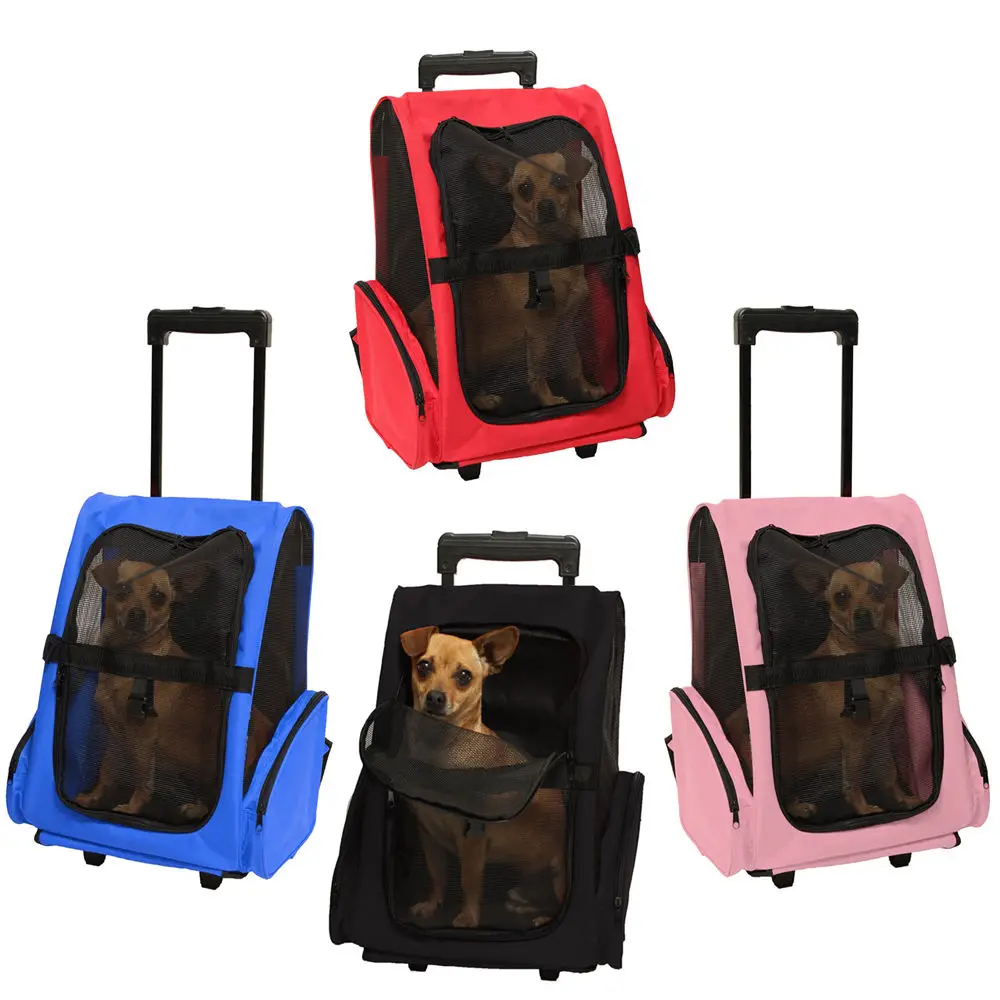 Pet Carrier Dog Cat Rolling Back Pack Travel Airline Wheel Luggage Bag