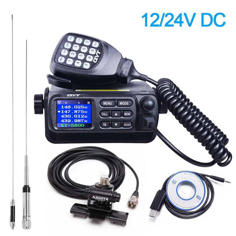 QYT KT-5800 12/24V Dual Band Quad в режиме ожидания Цвет Экран 25W VHF UHF ANI с металлическим ремешком регулируемой длины DTMF QT5800 мини автомобиль Ham Радио Quad Band мобильный трансивер для грузовиков