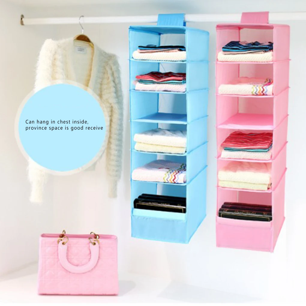 

Multi-Layer Polyester Cloth Closet Hanging Bag Foldable Washable Hanging Wardrobe Storage Bag Organizer