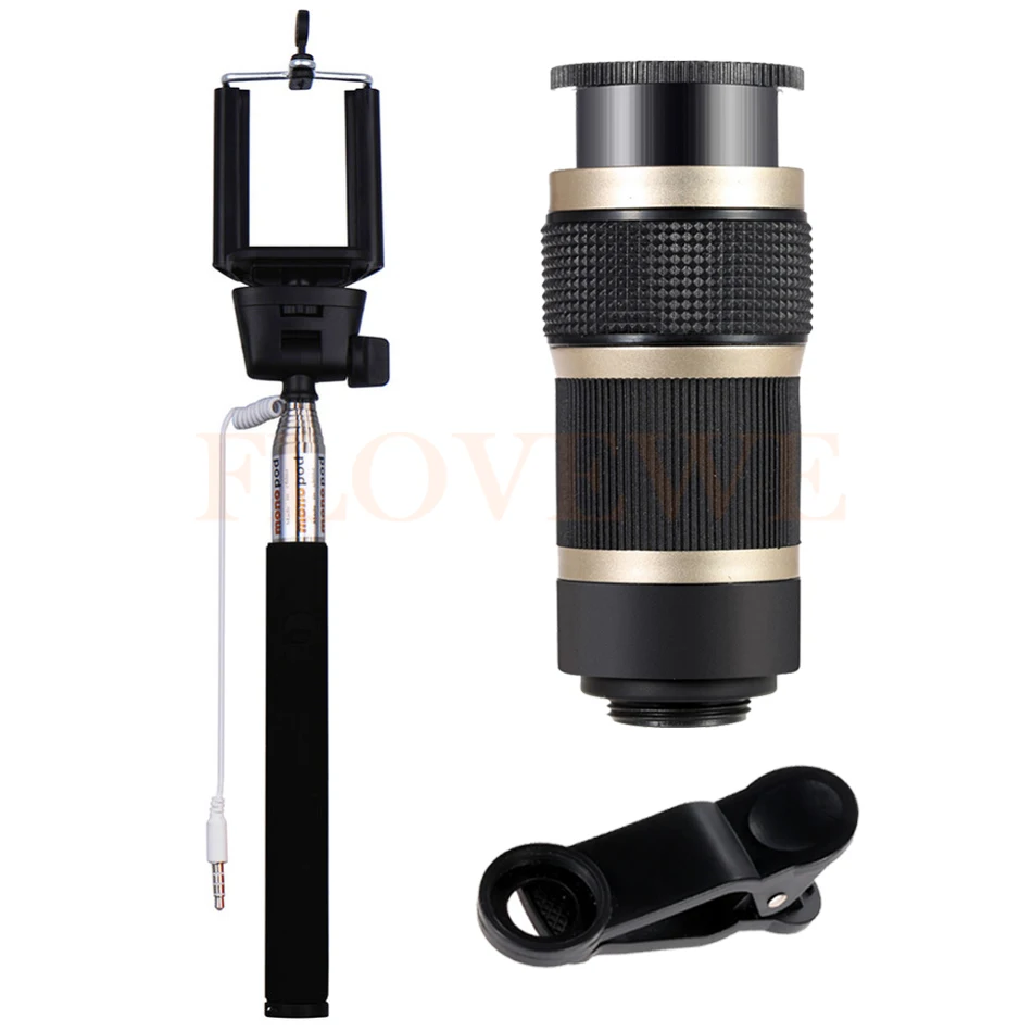 Telescopic Mobile Lenses 8X Zoom Telephoto Lenses Monopod Selfie Stick