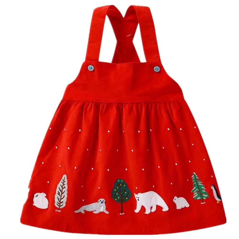 Little maven/детская брендовая одежда; коллекция года; сезон осень-весна-осень; вельветовое платье для маленьких девочек с рисунком медведя; Цвет Красный; Рождественская елка; милое платье-майка для девочек; платья
