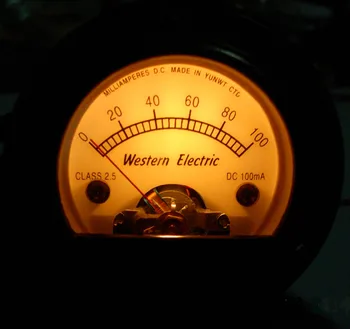 

S52 Round Black Pointer Ammeter 100MA DC Yellow Classical Backlight, EL34 KT66