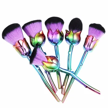 

6pcs/set Professional Rose Shape Makeup Brush BeautyMakeup Brushes Cosmetics Foundation Powder Eyeshadow Soft Brush Set