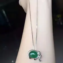 Природный зеленый халцедон кулон S925 Серебряный натуральный драгоценный камень кулон Цепочки и ожерелья модные милые элегантные слон для женщин, хорошее ювелирное изделие