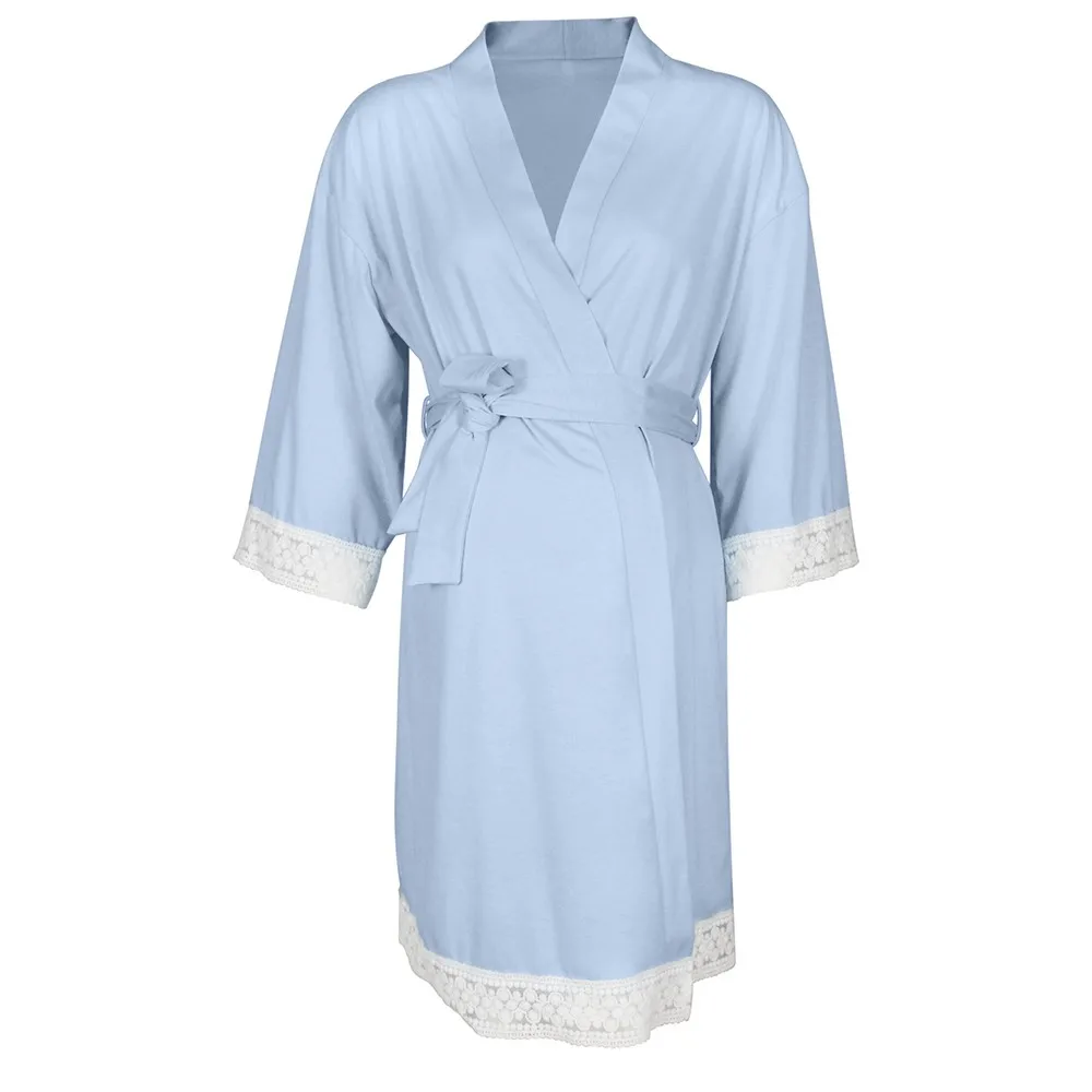 Для кормящих матерей, Костюмы Укороченный кардиган с длинным рукавом, пижама для кормления для круживное для биременных пижамы кормящих халаты D0033