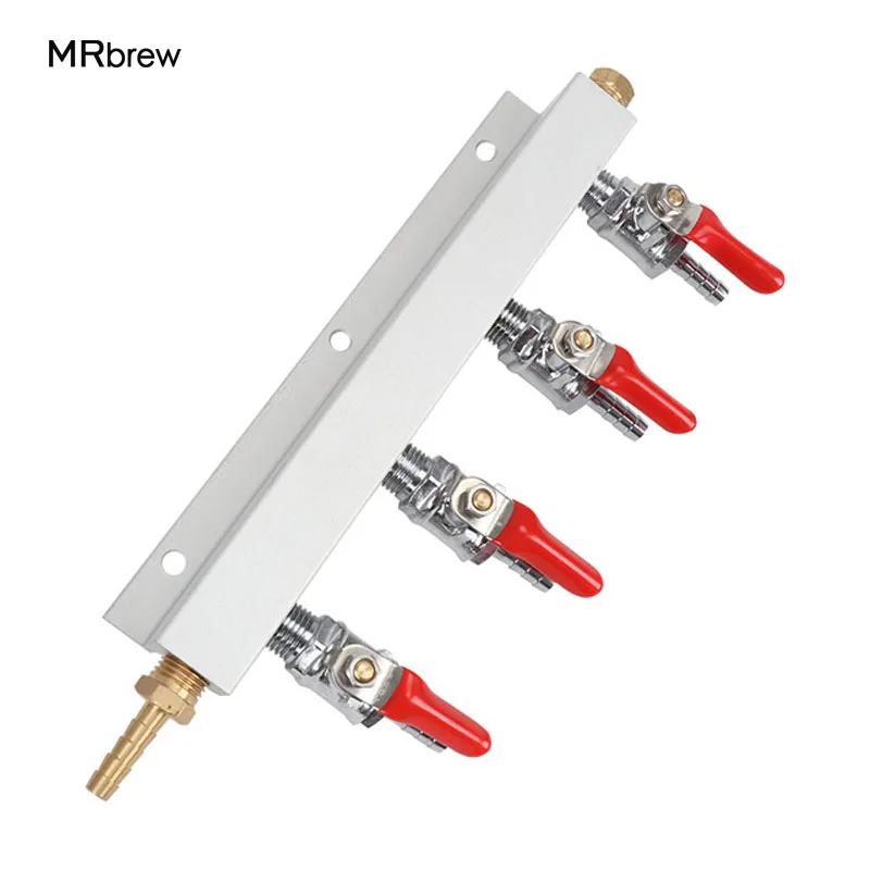 Homebrew 2 / 3 / 4 way Co2 gas manifold distributor, 1/4" inlet/outlet
