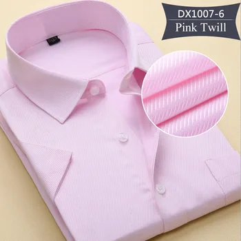 

Men Shirt Summer Short Sleeve Twill Solid Color Plus Size Men Dress Pink White Purple Blue Green Male Shirt 8XL 7XL 6XL 5XL