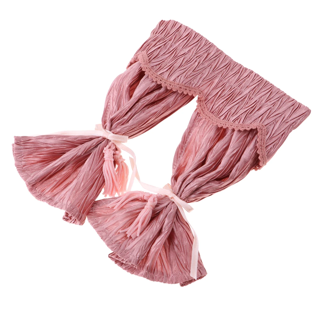 1:12 Scale Dollhouse Miniature Cute Satin Silk Long Curtain for Dolls Bedroom Room Furniture Decor Accessory