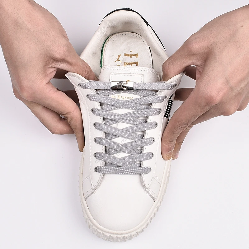 Elastic Shoelaces Flat Shoe laces No Tie Quick Cross Buckle Locking Shoelace Kids Adult Leisure Sneakers Lazy laces Unisex