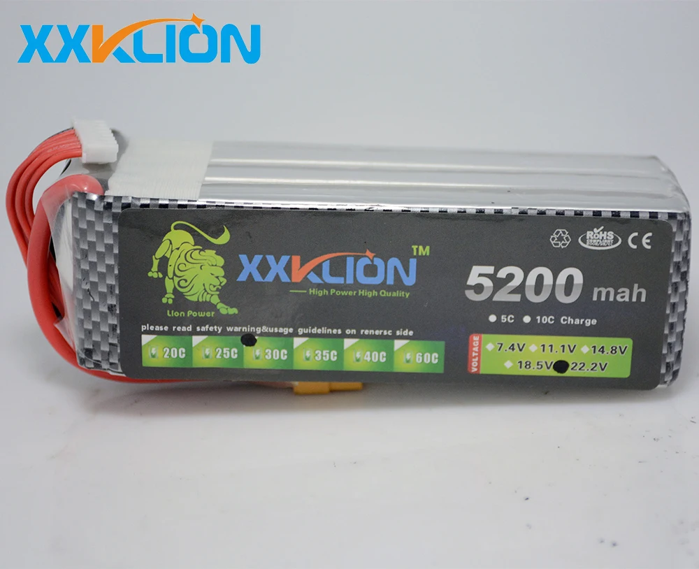 XXKLION 6S Lipo Battery 22.2V 5200MAH 30C RC Remot...
