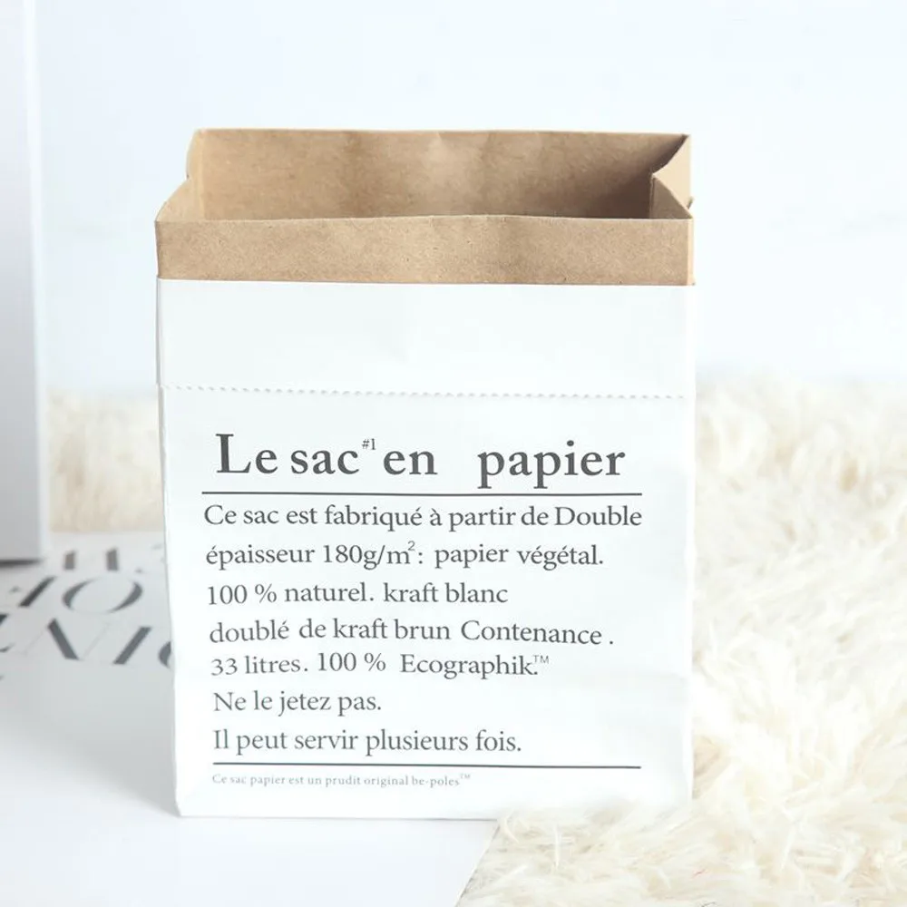 

Cute Storage Bag Kraft Paper Laundry Bags Nordic INS Style Letter Baby Kids Toys Fruit Flower Room Organizer Clothings Pouch
