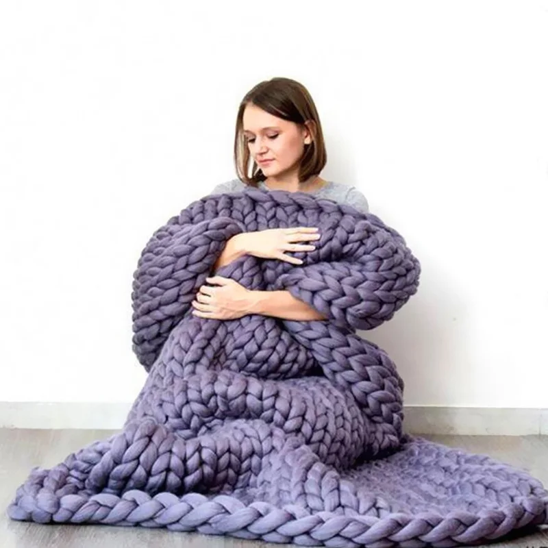

Soft Thick Line Giant Yarn Knitted Blanket Hand Weaving Photography Props Blankets Soft Knitting Blankets sofa/Bed/Car Portable
