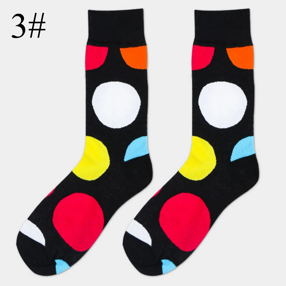1 пара, Харадзюку, цветные полосатые хлопковые мужские носки, художественные жаккардовые носки, популярные цветные длинные носки в горошек в стиле хип-хоп, счастливые носки, антибактериальные носки - Цвет: 3
