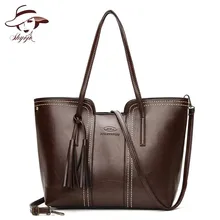 New Famous Brand PU Leather Handbag Large Vintage Designer Tassel Shoulder Messenger Bags Women Tote Bag Female Purse Sac A Main vintage genuine leather women handbag messenger bags for women 2018 natural leather handbag sac a main female hand bag women