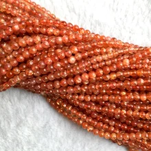 Высокое качество настоящий натуральный прозрачный оранжевый золотой Sanidine Sunstone Круглый свободный DIY ожерелье или браслеты бусины 1" 06070