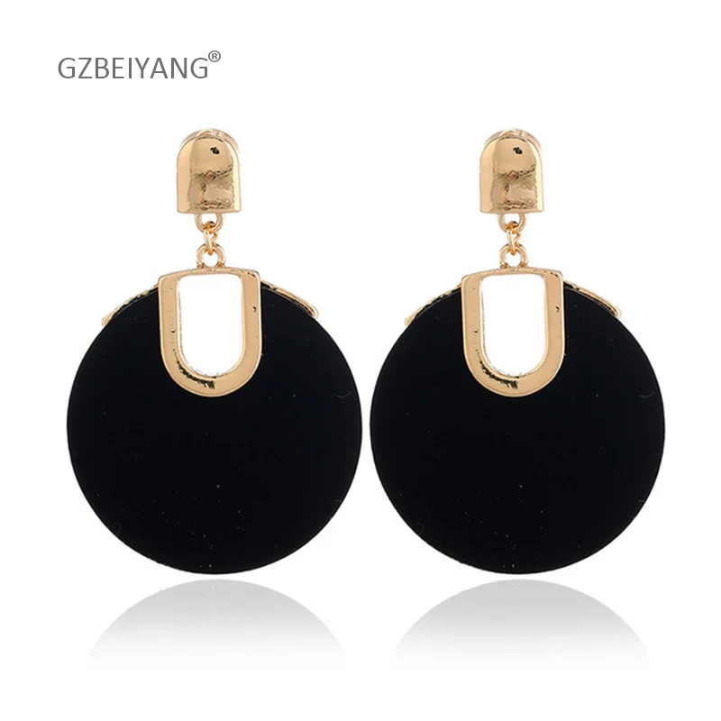 

GZBEIYANG Retro simple round black and white statement earrings for acrylic personality women luxury jewelry stud earring gifts