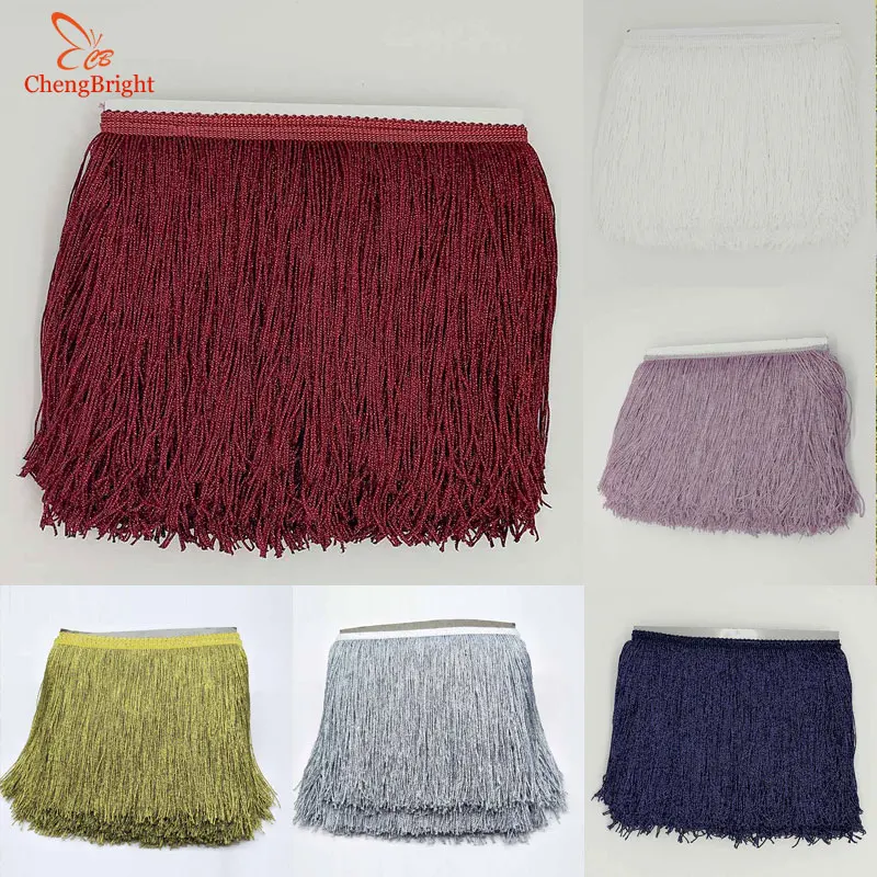 

CHENGBRIGHT 5 Yard 20cm Wide Sparkling Fringe Trim Tassel Fringe Trimming Latin Dress Stage Clothes Accessories Lace Ribbon