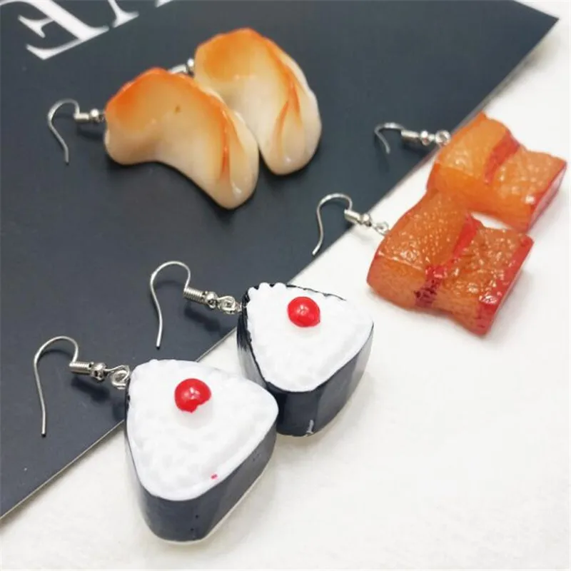 

1Pair Creative Mini Meat Sushi Dumplings Dangle Earrings Sweet Taste Drop Earrings Fashion Girls Lady Punk Cool Street Girls