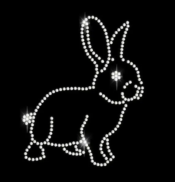 2pclot Easter Bunny Rhinestone Iron On Transfer for Girl Boy Birthday Party iron on crystal transfers design rhinestone applique | Дом и сад
