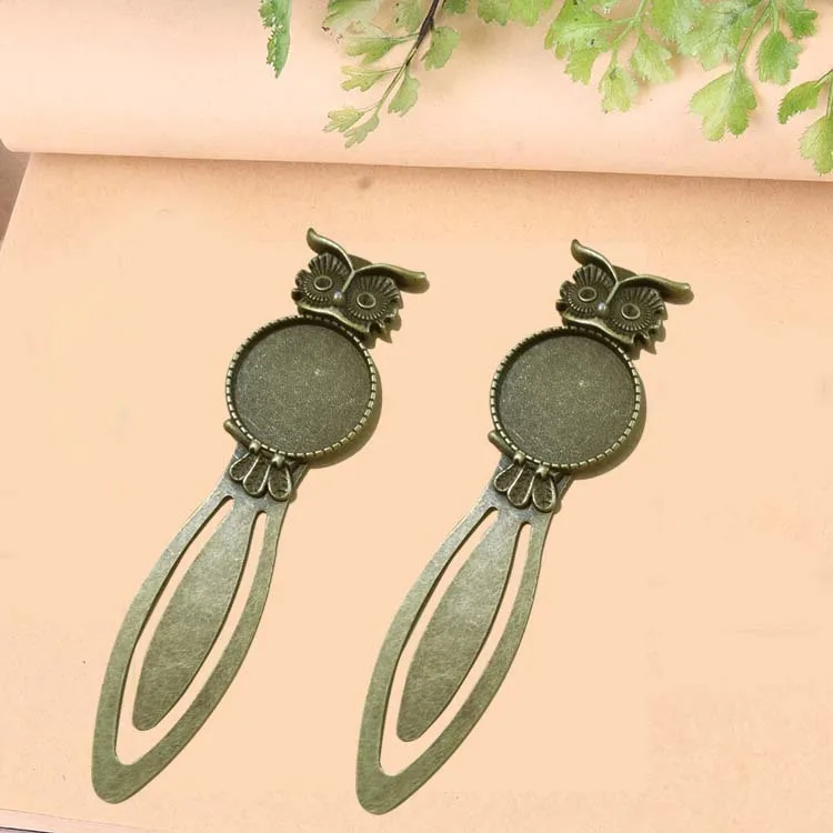 5 шт./лот Античная Закладка в форме Совы база Fit 20 мм круглые стеклянные заготовки под Кабошон ободок Установка закладки фурнитура