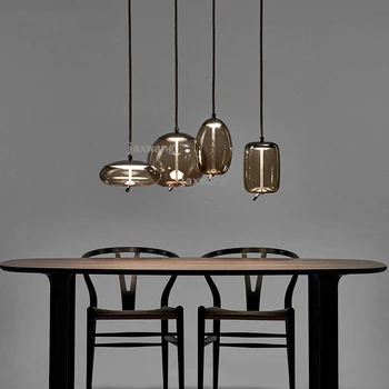 

Nordic LED Pendant Lights Restaurant Bedroom Bedside Lustre Suspension Bar Creative Hanging Lamp Glass Loft Gallery Pendant Lamp