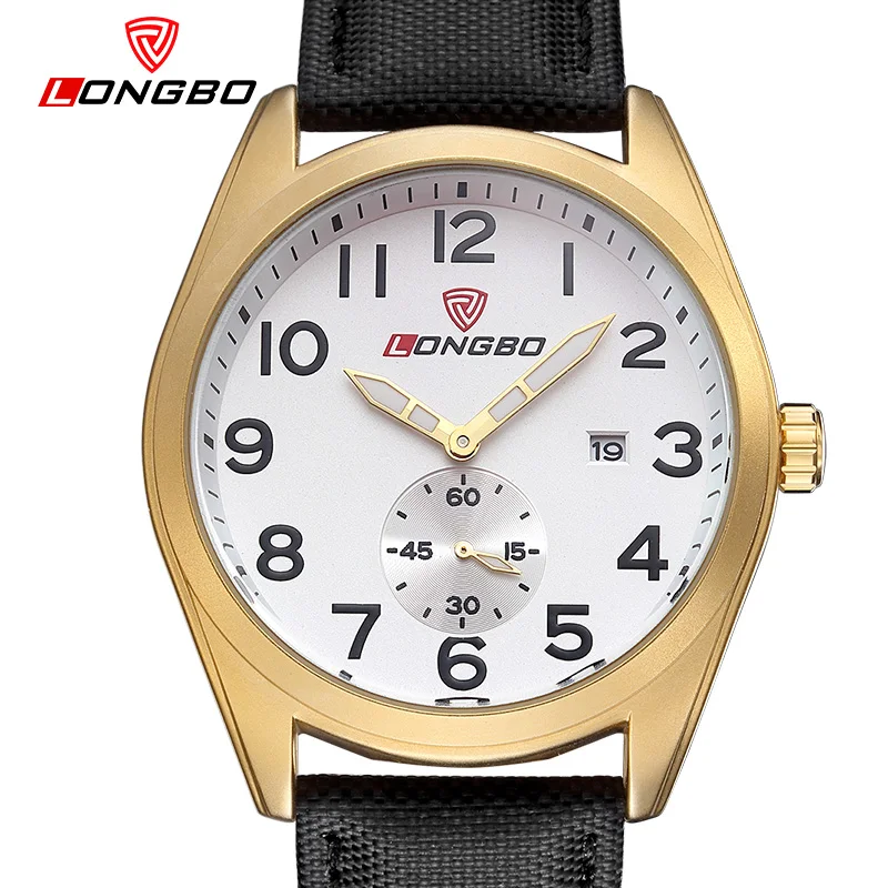 

Hot Seller LONGBO Brand Fashion Military Leather Quartz Watches Date Calendar Wristwatches Mens Watches 80214