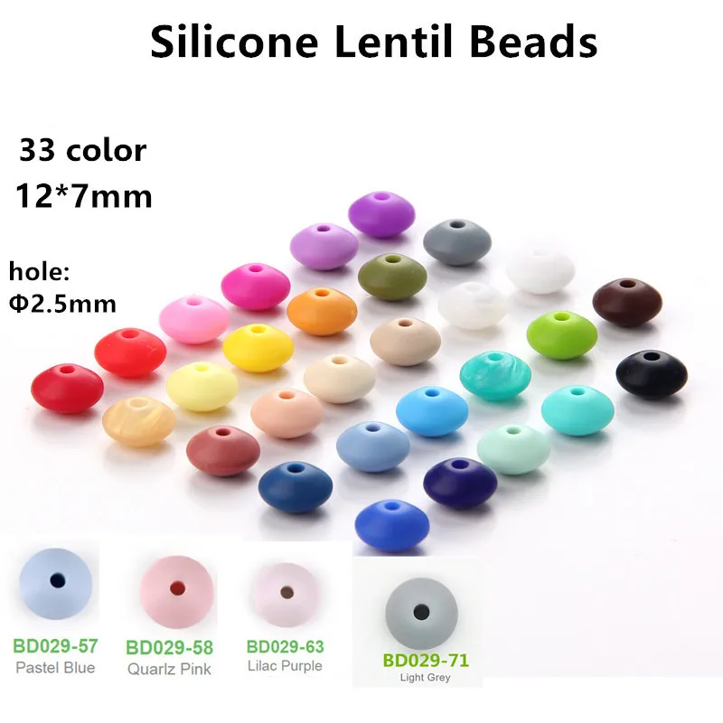 

Chenkai 100pcs Silicone Lentil Beads DIY Baby Pacifier Teething Abacus Pendant Jewelry Toy Teether Nursing Beads BPA Free