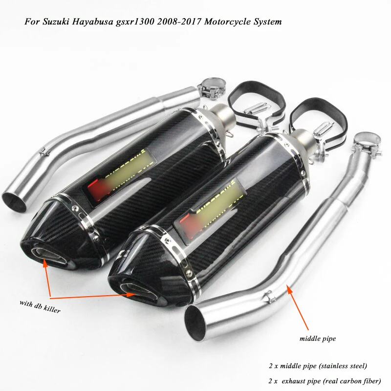 

For Suzuki Hayabusa gsxr1300 2008-2017 Motorcycle Full Exhaust System Link Slip on 51mm Exhaust Muffler Pipe