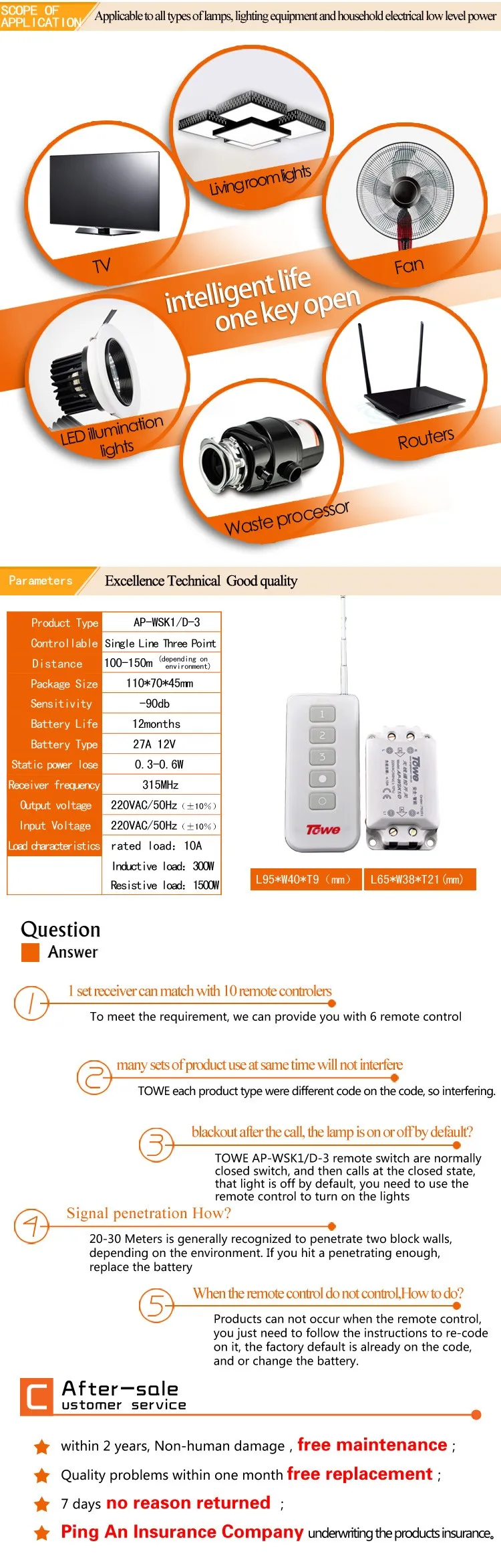 Тау AP-WSK1/D-3 беспроводной 220 V 10A три способа мощности сегмент ЖК дисплей/Переключатель 220 V сквозь стену автокефалии переключатель с