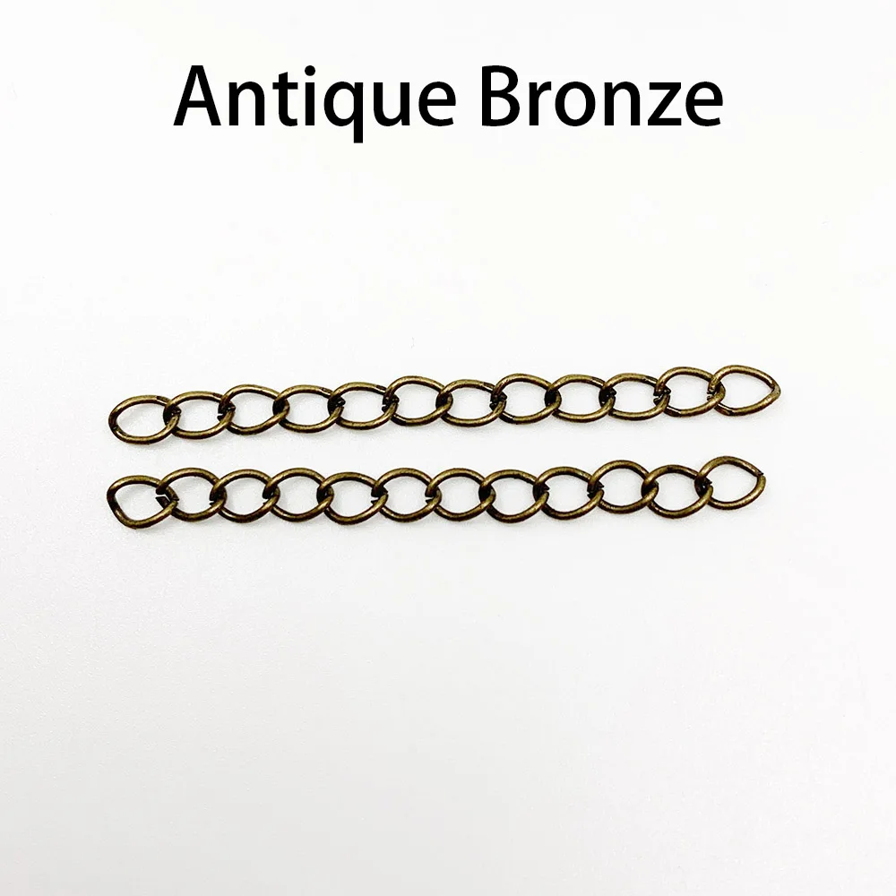 100pcs/lot 50mm 70mm  Necklace Extension Chain Bulk Bracelet Extended Chains Tail Extender For DIY Jewelry Making Findings