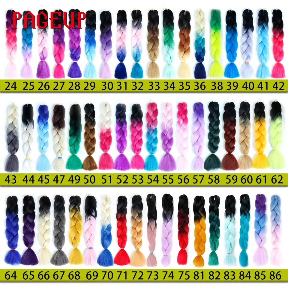 Pageup 24 Inches 105 Colored Synthetic Hair African Afro Jumbo Hair Braids Blue Pre Stretched Ombre Braiding Hair Extensions