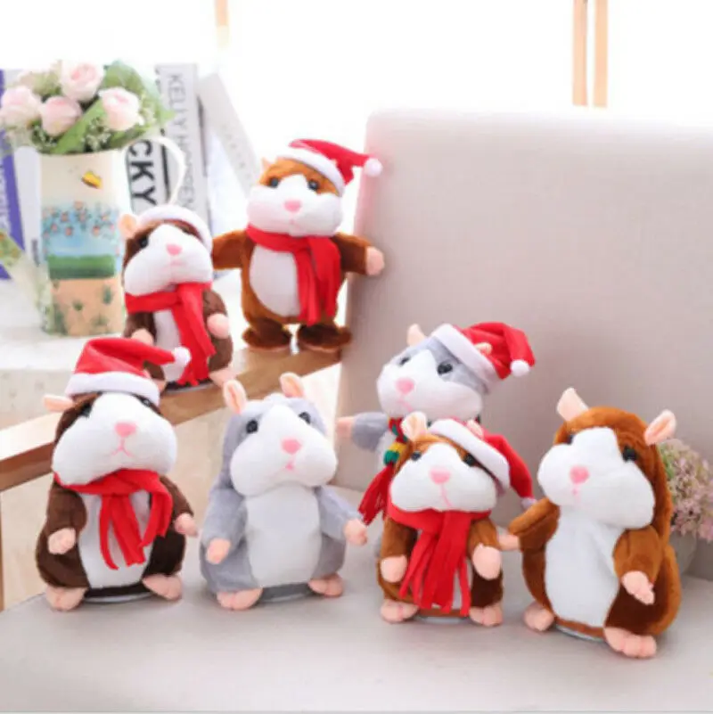 

2019 1pc Cheeky Hamster Talking Mouse Pet Christmas Scarf Toy Walking Speak Sound Record Gift Toy For Infant Toddlers Baby Kids