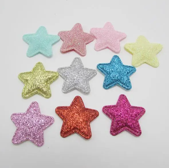 

20pcs 2.8cm Glitters Star Padded Appliqued For Children Headwear Accessories DIY patches stick-on Cloth/bag/jewelry decoration