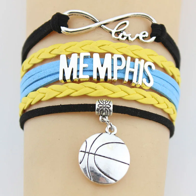 Infinity Love Memphis Bracelets Basketball Team Charm Handmade Rope