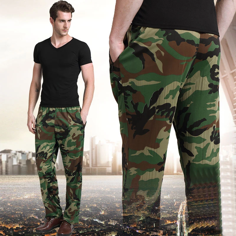

Men's stretch camouflage pants loose straight trousers large size men thin elastic waist sports pants workout casual pants