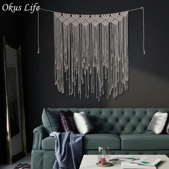 

INS New Rustic Boho Wedding Macrame Curtain Tapestry Handmade DIY Wall Hanging Backdrop Cotton Vintage Party Home Decoration