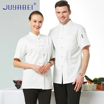 

One Button White Short Sleeve Chef Uniform Western Restaurant Catering Service Professional Chef Jacket Bakery Cafe Work Shirt