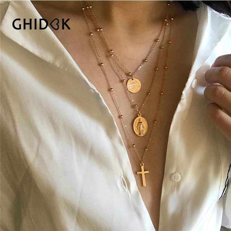 GHIDBK богемное трехслойное ожерелье с подвеской для женщин изящное искусственное