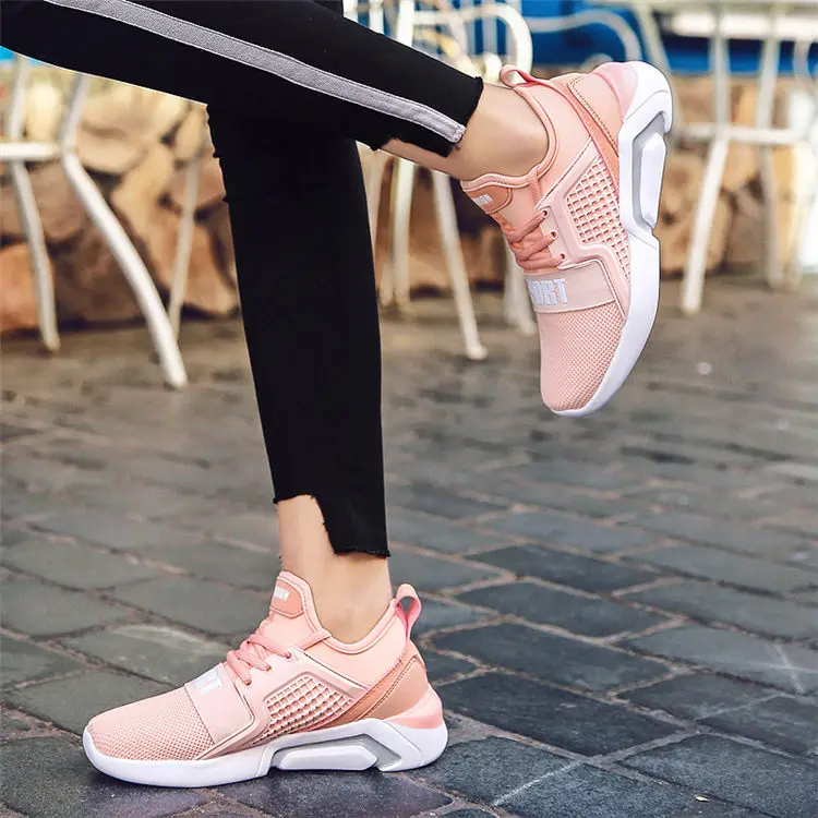 Женские кроссовки; сезон весна; дышащая Спортивная обувь на шнуровке; женская обувь для бега розового цвета; легкая обувь; Размеры 35-40 YC-112
