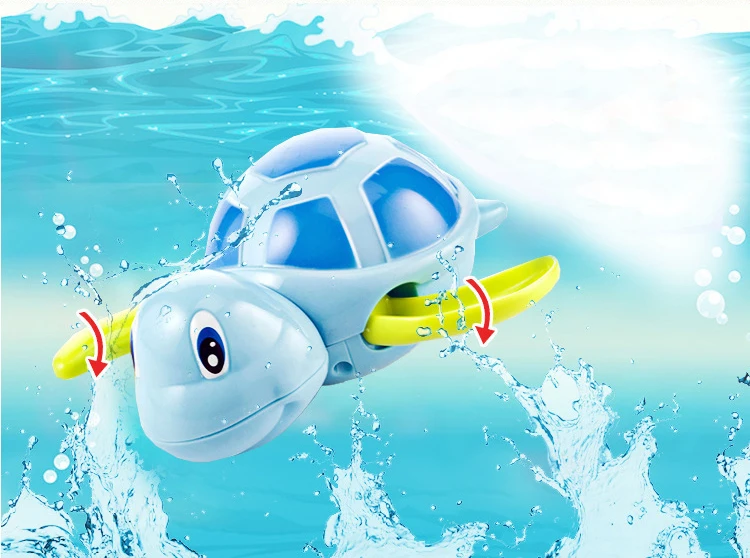 Милые Мультяшные морские животные Черепаха детские игрушки для купания классические детские плавающие черепахи заводные на цепочке развивающие пляжные игрушки для купания для детей