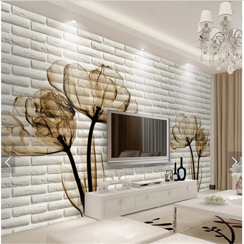 beibehang Custom Tulip 3D brick living room background wallpaper photo font b home b font font