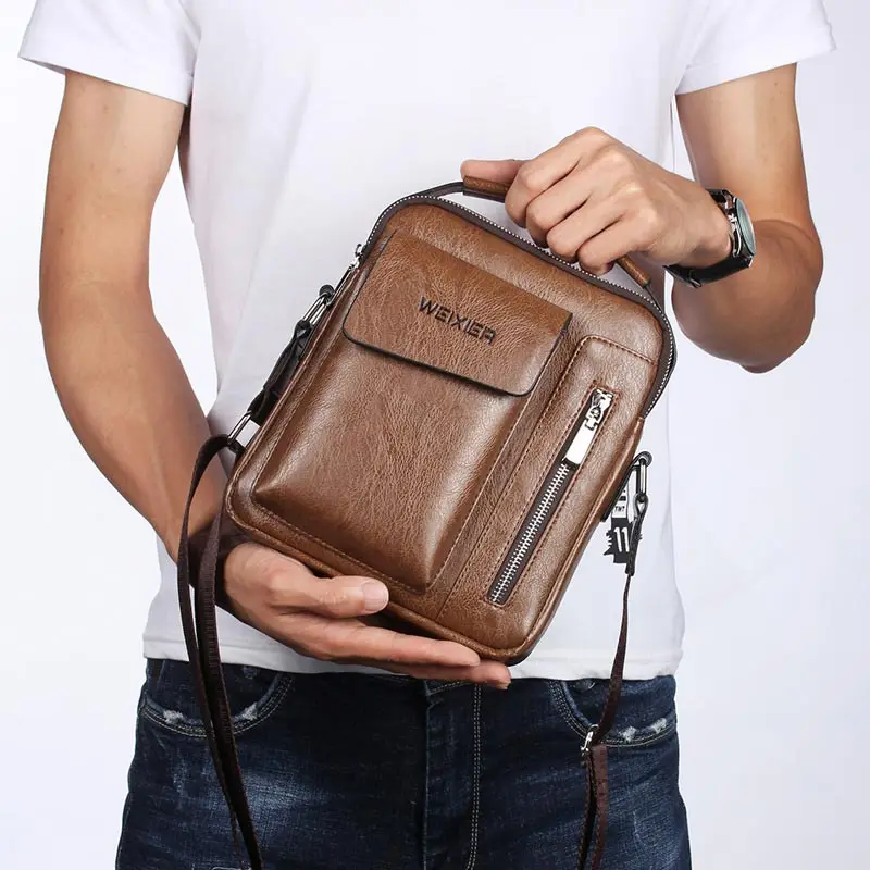 New Fashion Man Leather Messenger Bag Vintage Men Tote Bags Handbags Male Crossbody Single Shoulder Business Bags for Men