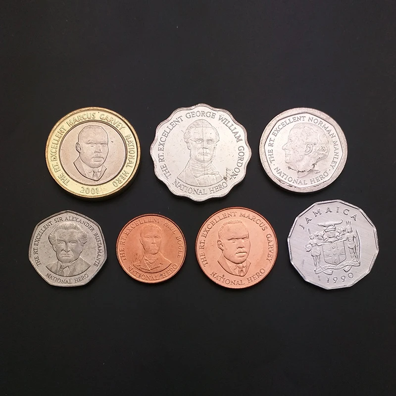 Set7pcsJamaicaCoinsSetsEditionAmericaCountry100realand