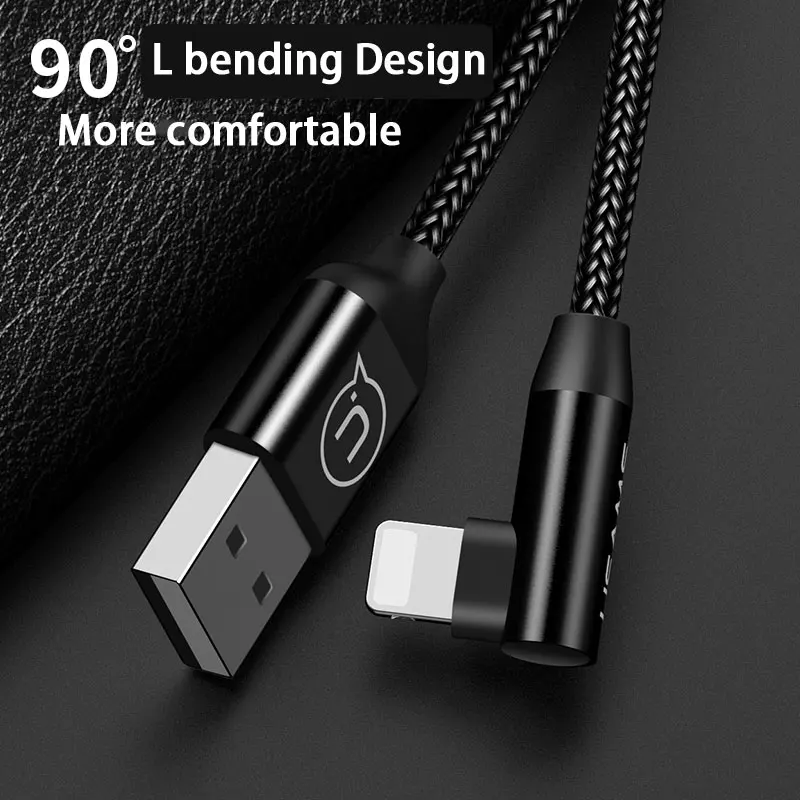 L الانحناء كابل يو اس بي ل فون X 8 7 6 s زائد سريع كابل شحن ونقل بيانات تزامني IOS 11 كابل الشاحن L نوع الهاتف المحمول كابل