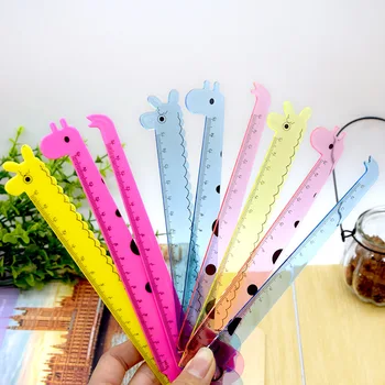 

3pcs children's student cartoon animal giraffe plastic ruler 15cm student ruler