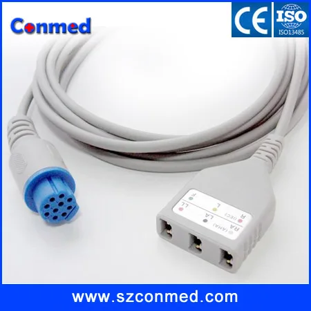 Datex 3-Lead 5 lead ECG trunk cable