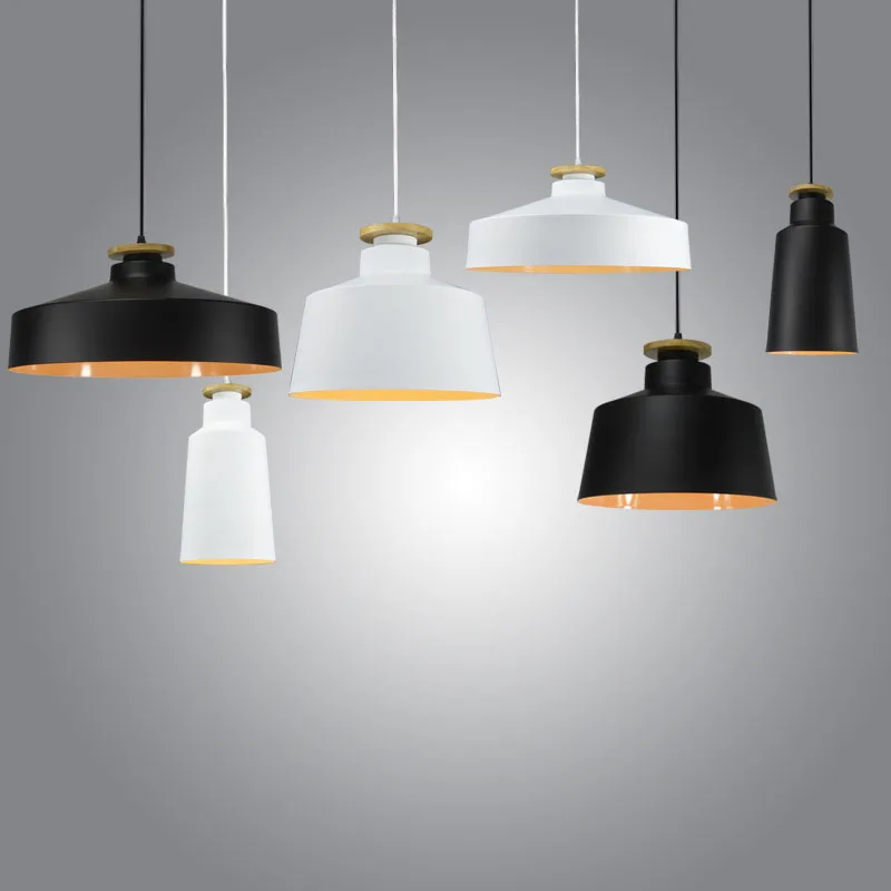 

Modern Led Hanging Lamp Aluminum Lampshade Wooden Round Vintage Suspension Pendant Lights For Dining Room Restaurant Cafe Bar