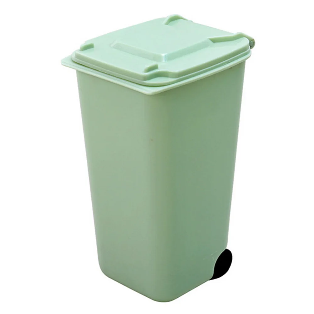 Креативные мини мусорные ящики Wheelie, бытовые офисные принадлежности, мини мусорный бак, настольный пластиковый ведро, мусорное ведро, маленькие ножницы, карандаш - Цвет: Зеленый