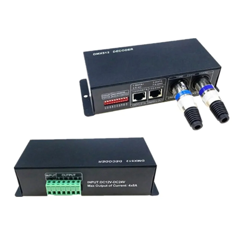 Контроллер Dmx декодер Dmx512 контроллер 4CH DC12 24V RGBW светодиодный 4 канала * 8A