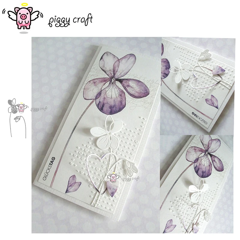 

Piggy Craft metal cutting dies cut die mold 2Pcs Flower decoration Scrapbook paper craft album card punch knife art cutter die